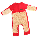 Max Baby Mop Romper Clothes Crawling Jumpsuit Cleaning Mop Suit Red 85cm