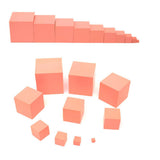 Max Wooden Cube Building Blocks Montessori Educational Material for Kids Pink