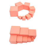 Max Wooden Cube Building Blocks Montessori Educational Material for Kids Pink