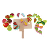 Max Wooden Cutting Food Play Set Kitchen Pretend Play Toys for Children Fruits