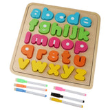 Maxbell Sorting Board Stacking Blocks Matching Wooden Board Lower Case Letters Block
