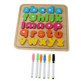 Maxbell Sorting Board Stacking Blocks Matching Wooden Board Lower Case Letters Block