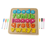 Maxbell Sorting Board Stacking Blocks Matching Wooden Board Lower Case Letters Block