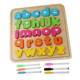 Maxbell Sorting Board Stacking Blocks Matching Wooden Board Lower Case Letters Block