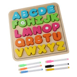 Maxbell Sorting Board Stacking Blocks Matching Wooden Board Uppercase Letter Block
