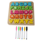 Maxbell Sorting Board Stacking Blocks Matching Wooden Board Uppercase Letter Block