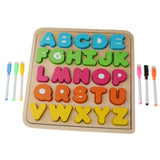 Maxbell Sorting Board Stacking Blocks Matching Wooden Board Uppercase Letter Block