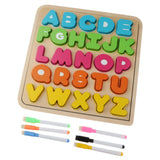 Maxbell Sorting Board Stacking Blocks Matching Wooden Board Uppercase Letter Block