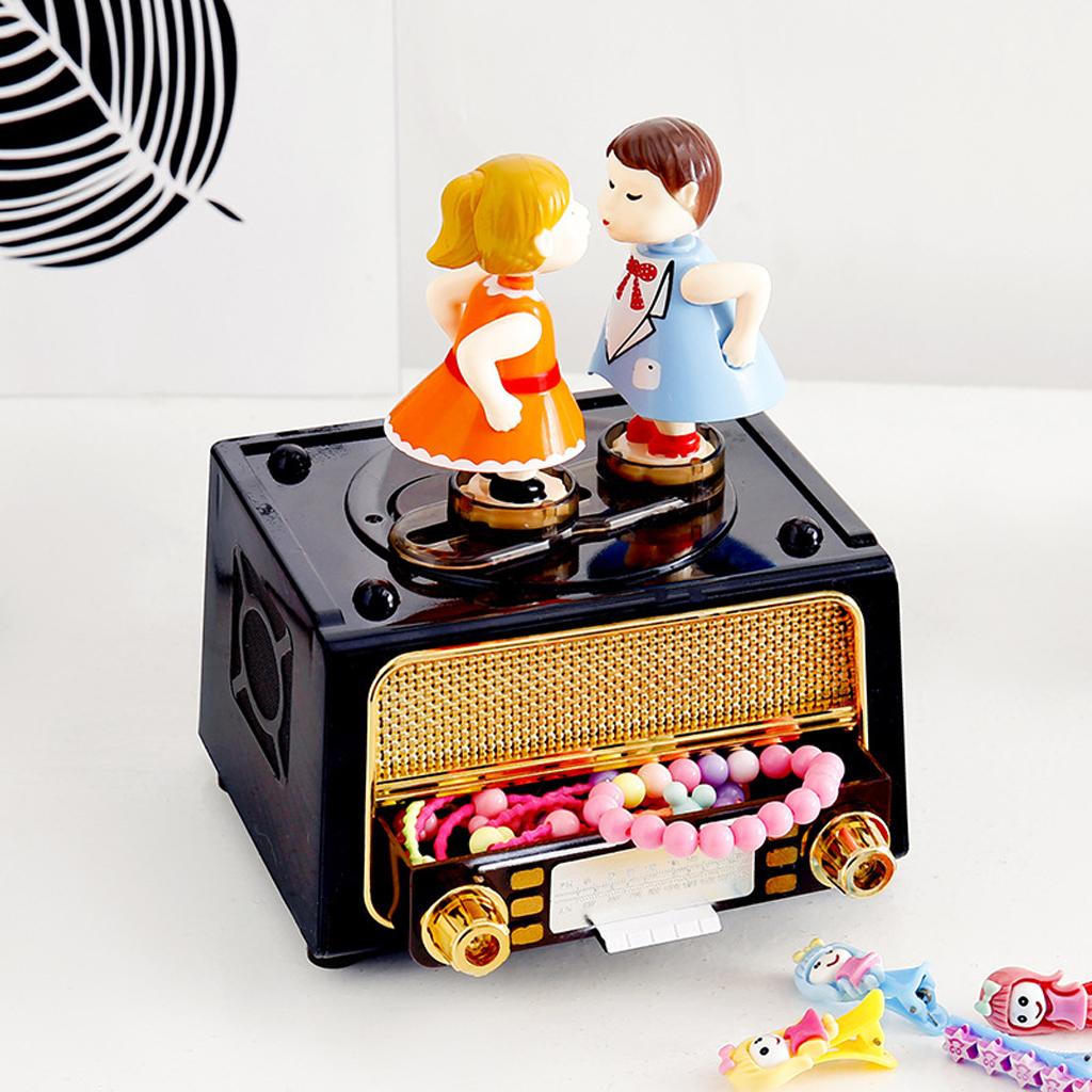 Maxbell Classic Couple Kiss Plastic Music Box Musical Radio Shape Birthday Gift Toys