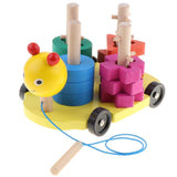 Max Wooden Shape Geometic Sorting Stacker Montessori Toy for Kids Develop Caterpillar