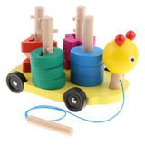 Max Wooden Shape Geometic Sorting Stacker Montessori Toy for Kids Develop Caterpillar