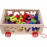 Max Toddler Wood Shape Sorter Car Pull Along Toy Block Puzzle Development Letter