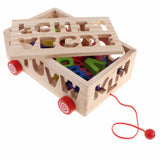 Max Toddler Wood Shape Sorter Car Pull Along Toy Block Puzzle Development Letter