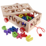 Max Toddler Wood Shape Sorter Car Pull Along Toy Block Puzzle Development Letter