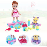 Maxbell Plastic Baby Girl Doll Ice Cream Cart w/ Accessories Kids Pretend Play Toys