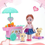 Maxbell Plastic Baby Girl Doll Ice Cream Cart w/ Accessories Kids Pretend Play Toys