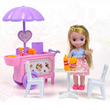 Maxbell Plastic Baby Girl Doll Ice Cream Cart w/ Accessories Kids Pretend Play Toys