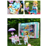 Maxbell Plastic Baby Girl Doll Ice Cream Cart w/ Accessories Kids Pretend Play Toys