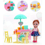 Maxbell Plastic Baby Girl Doll Ice Cream Cart w/ Accessories Kids Pretend Play Toys