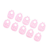 Max 10 Pieces 1/12 Dollhouse Miniature Baby Doll Drool Bibs Kits Accs Pink