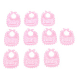 Max 10 Pieces 1/12 Dollhouse Miniature Baby Doll Drool Bibs Kits Accs Pink