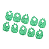 Max 10 Pieces 1/12 Dollhouse Miniature Baby Doll Drool Bibs Kits Accs Green