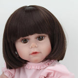 Maxbell 45cm Realistic Silicone Reborn Baby Girl Doll Model in Pink Dress Kids Gift