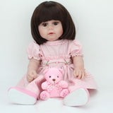 Maxbell 45cm Realistic Silicone Reborn Baby Girl Doll Model in Pink Dress Kids Gift
