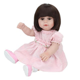 Maxbell 45cm Realistic Silicone Reborn Baby Girl Doll Model in Pink Dress Kids Gift