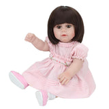 Maxbell 45cm Realistic Silicone Reborn Baby Girl Doll Model in Pink Dress Kids Gift