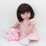 Maxbell 45cm Realistic Silicone Reborn Baby Girl Doll Model in Pink Dress Kids Gift