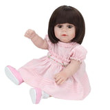 Maxbell 45cm Realistic Silicone Reborn Baby Girl Doll Model in Pink Dress Kids Gift