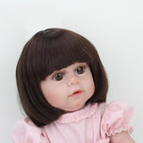 Maxbell 45cm Realistic Silicone Reborn Baby Girl Doll Model in Pink Dress Kids Gift