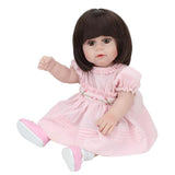 Maxbell 45cm Realistic Silicone Reborn Baby Girl Doll Model in Pink Dress Kids Gift