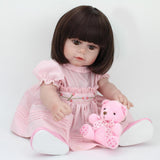 Maxbell 45cm Realistic Silicone Reborn Baby Girl Doll Model in Pink Dress Kids Gift