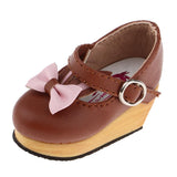 Max Lovely Doll Slipsole Bow PU Leather Shoes for Blythe Dolls Accessory Brown