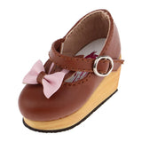 Max Lovely Doll Slipsole Bow PU Leather Shoes for Blythe Dolls Accessory Brown