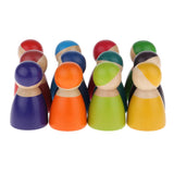 Max 12 Pieces Rainbow Wooden Peg Dolls People Dolls Decorative Craft Kids Toys