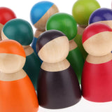 Max 12 Pieces Rainbow Wooden Peg Dolls People Dolls Decorative Craft Kids Toys