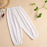 Max Kids Lightweight Breathable Leisure Pants Summer Silk Trousers - White