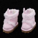 Max 1 Pair Of Long Rabbit Ears Boots Doll Plush Boots For OB11 Medium Doll pink