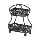 Max 1/12 Dollhouse Miniature Metal 2-Tier Fruit Basket Stand Kitchen Accs Black
