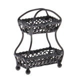 Max 1/12 Dollhouse Miniature Metal 2-Tier Fruit Basket Stand Kitchen Accs Black