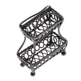Max 1/12 Dollhouse Miniature Metal 2-Tier Fruit Basket Stand Kitchen Accs Black