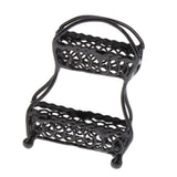 Max 1/12 Dollhouse Miniature Metal 2-Tier Fruit Basket Stand Kitchen Accs Black