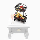 Max 1/12 Dollhouse Miniature Metal 2-Tier Fruit Basket Stand Kitchen Accs Black