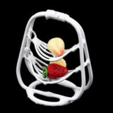 Max 1/12 Dollhouse Miniature Metal 2-Tier Fruit Basket Stand Kitchen Accs White