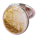 Travel Compact Double Sided Makeup Mirror Portable Magnifying Folding Mirror Gold-round