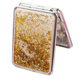Travel Compact Double Sided Makeup Mirror Portable Magnifying Folding Mirror Gold-square