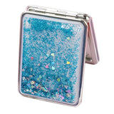 Travel Compact Double Sided Makeup Mirror Portable Magnifying Folding Mirror Blue-square